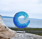 Ocean Wave Fused Blue Sculpture